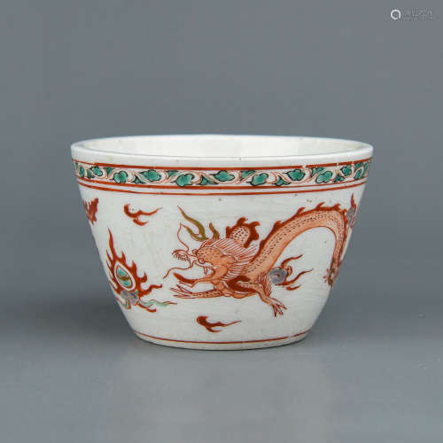 A Chinese Red and Green Glazed Porcelain Cup