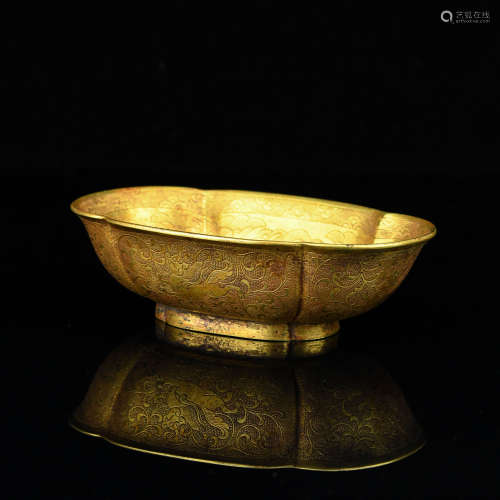 A Chinese Gilt Bronze Plate