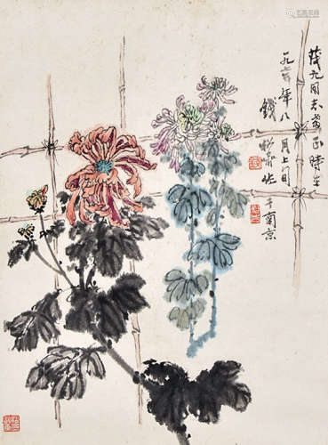 钱松喦 菊花 纸本立轴