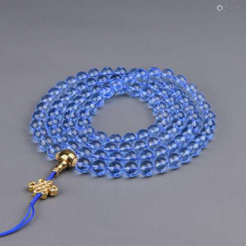 A Chinese Carved Blue Crystal Prayers Beads