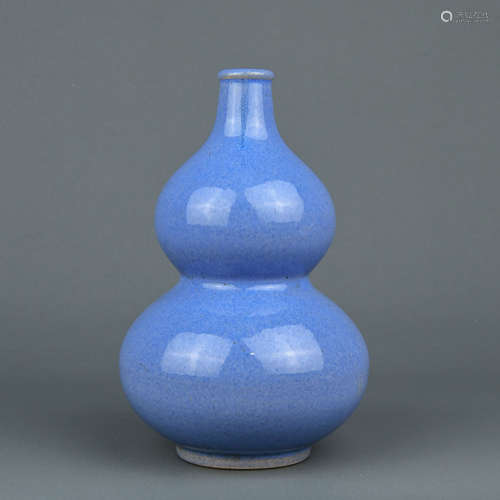 A Chinese Blue Glazed Porcelain Double Gourd Vase