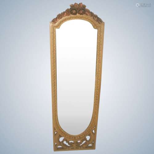 Petite Arched Mirror Wooden Carved 19th Century