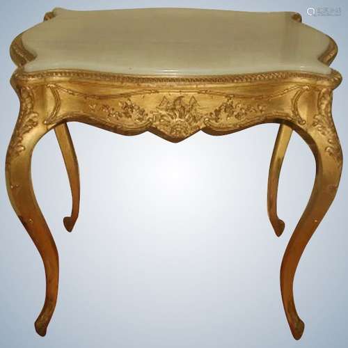 Gilt Alabaster Table C.1850 French Regency Hand Carved