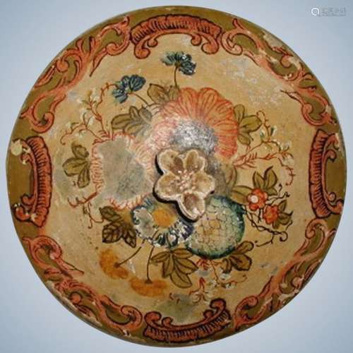 Italian Papier Mache Lid Wall Hanging 19th Century