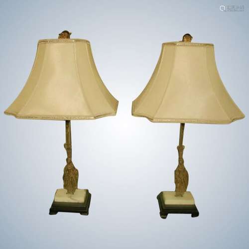 Bronze Girandole Lamps France Marble Early 1900's