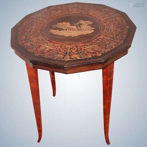 Italian Inlaid Side Table Early 1900's