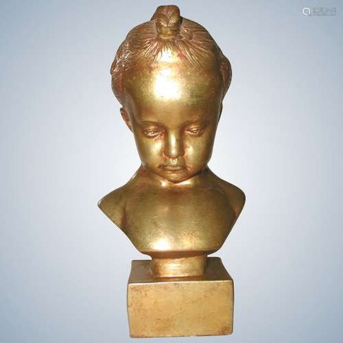 Gilded Plaster Sculpture Young Girl Italy C.1890-1905