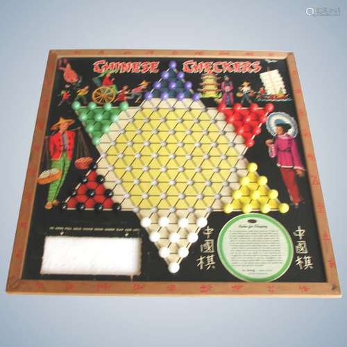 Vintage Wooden Chinese Checkers Game With Marbles