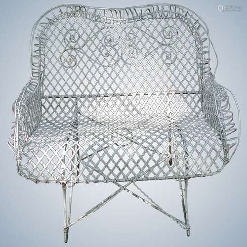 19th Century French Wire Garden Settee