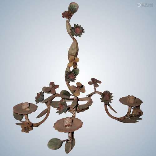 Italian Sconce Three Candle Floral Early 1900's