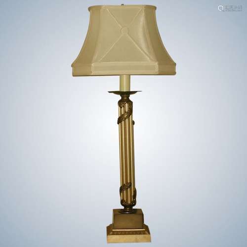 Neoclassical Column Lamp Metal 3 Way 20th C