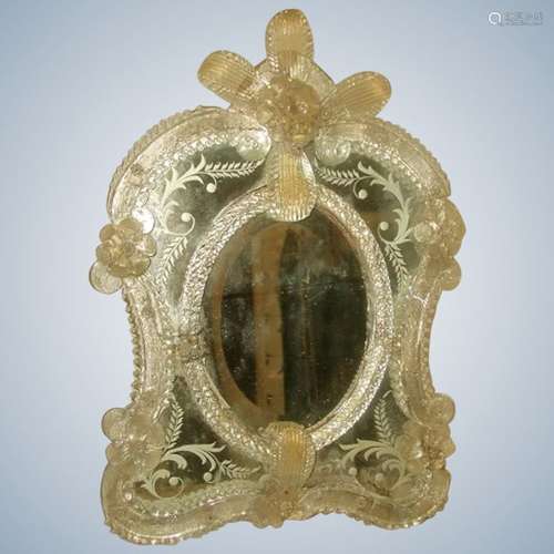 Venetian Mirror 19th Century Beveled Hand Painted Desigs