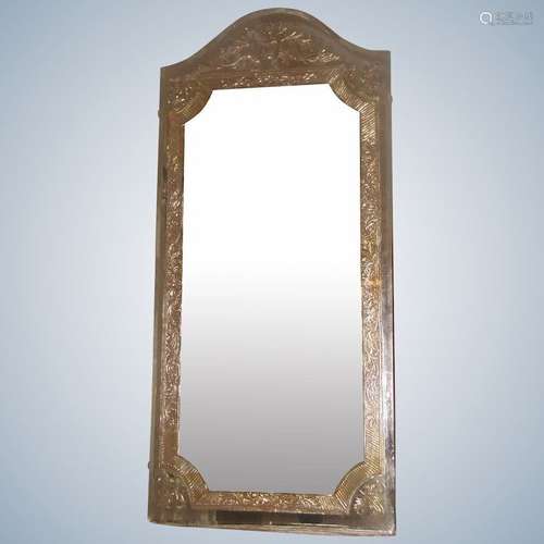 Unusual Beveled Foil Mirror Silver Gold 20th C