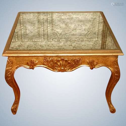 French Coffee Side Table 19th C Gilt Mirrored