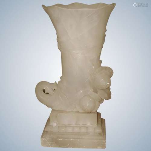 Alabaster Cornucopia Vase Large C.1900