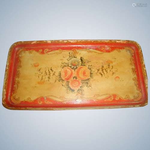 Papier Mache Tray Early 1900's Hand Painted