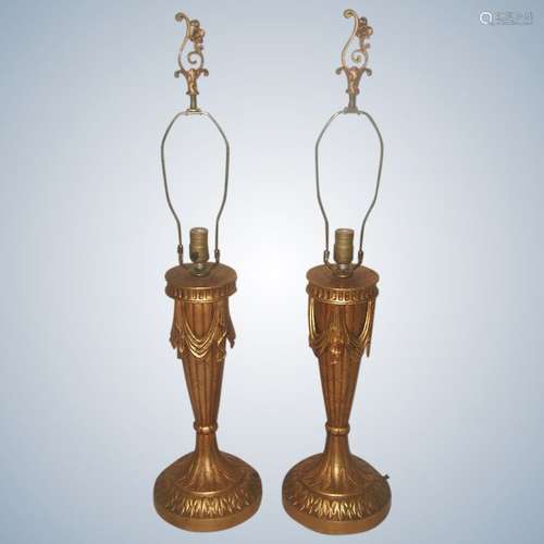 Italian Swag Lamps Gilt Rewired 20th Century