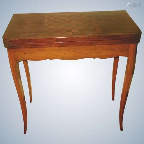 French Game Table C.1850 Inlaid Walnut Fruitwood