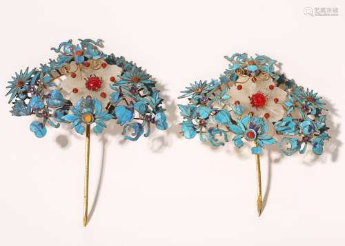 Pair Of Kingfisher And Silver Hair Pins