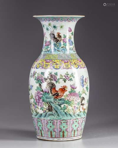 A Chinese famille rose vase