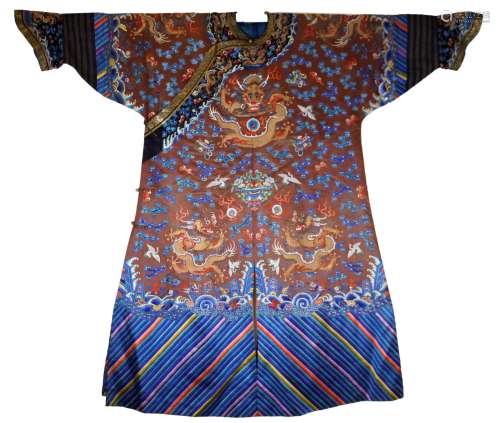 Qing Silk Embroidered 'Dragon' Robe
