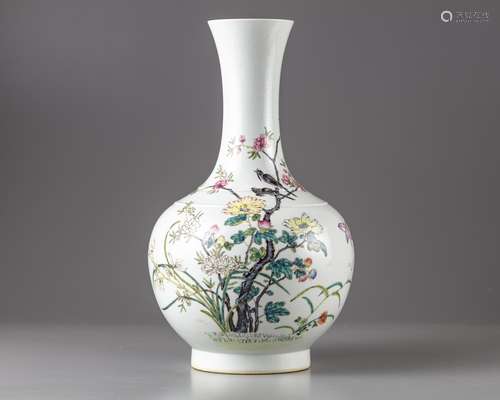 A Chinese famille rose vase