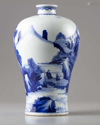 A Chinese blue and white meiping vase