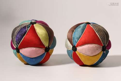 Pair Of Silk Embroidered Balls