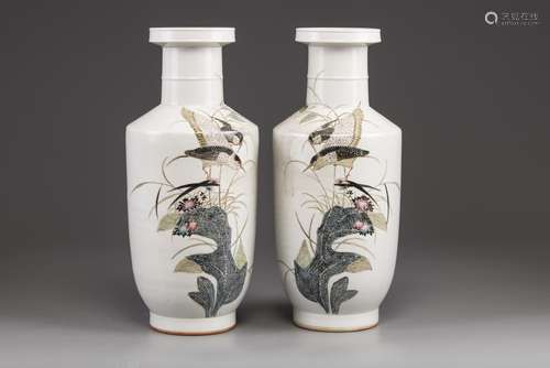 A pair of Chinese famille rose vases