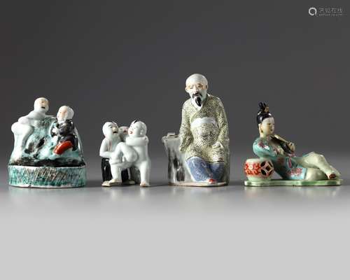 Four Chinese enamelled figures