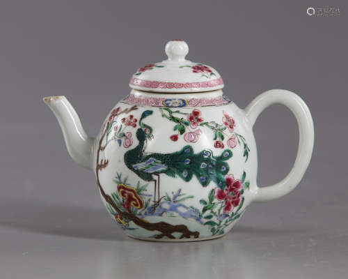 A Chinese famille rose teapot with cover