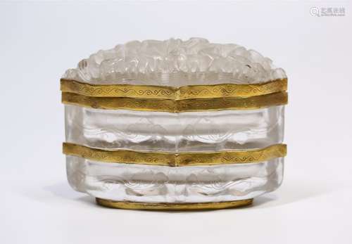 Crystal And Gold Lobed Covered Box With Mark