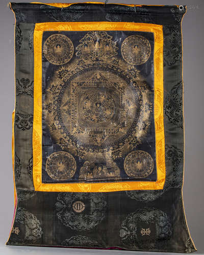 A black-ground mandala