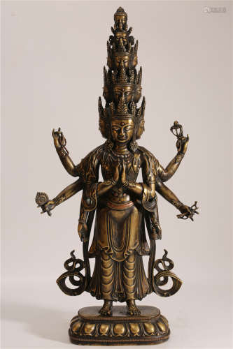 Bronze Figure Of Standing Eleven-Faced Bodhisattva