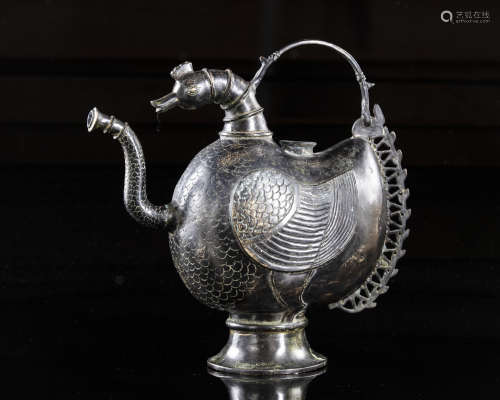 A Persian bronze 'cockerel' ewer