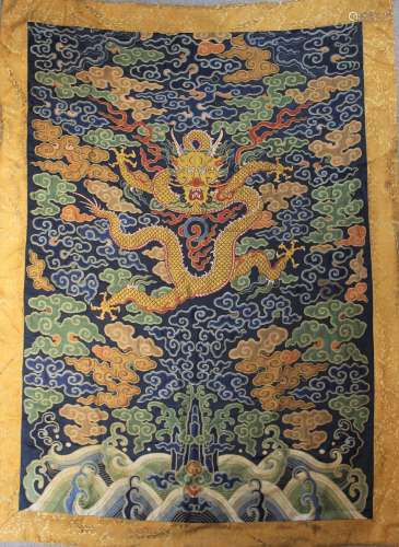 Imperial Embroidered Silk Dragon Panel