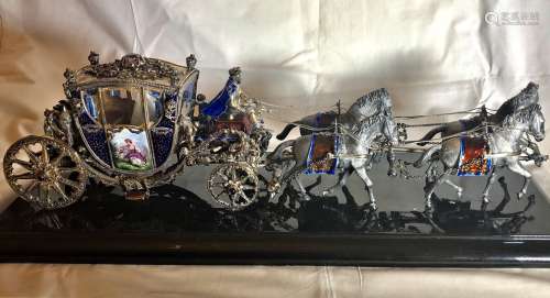 Silver Enameld Horse Carriage
