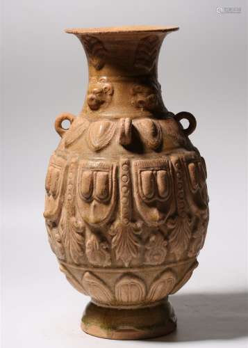Mythical Beast Mask Pottery Vase