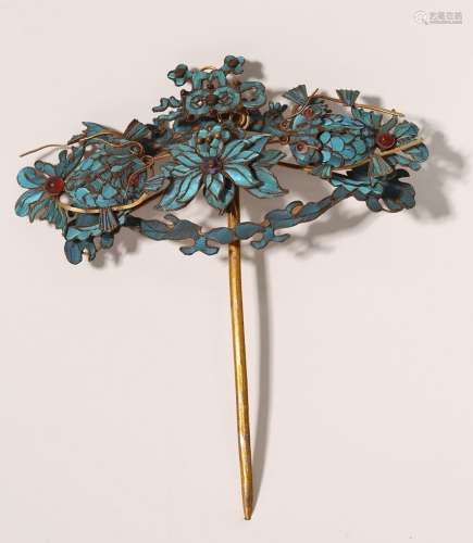 Kingfisher And Silver Hair Pin With Mark