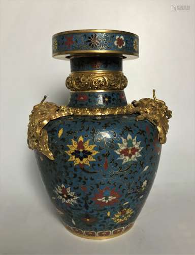 Cloisonne Enamel Bronze Vase, Kangxi Mark
