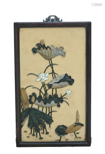 Zitan Wood Wall Hanging With Inlay Stone