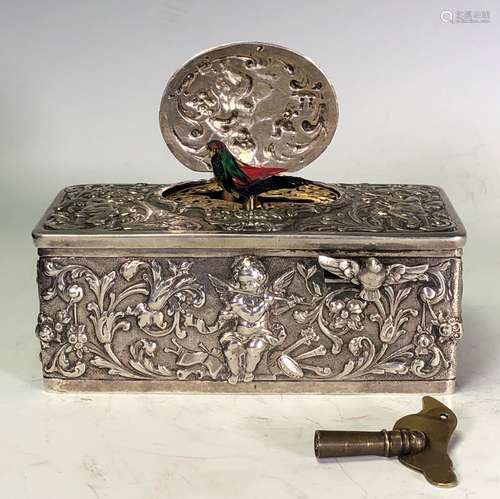 Sterling Silver Singing Bird Music Box