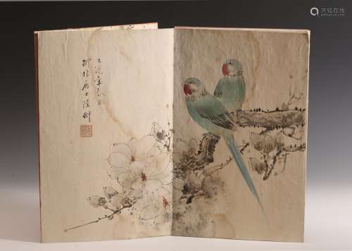 Chinese Painting Album By Lu Chong, 'Birds And Flowers'