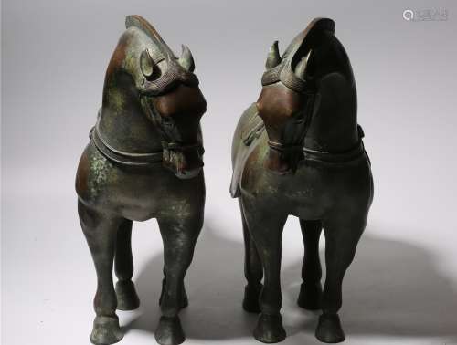 Pair Of Bronze Horses