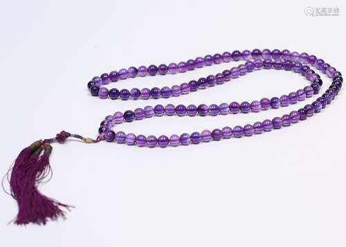 Purple Crystal Necklace With Tassel