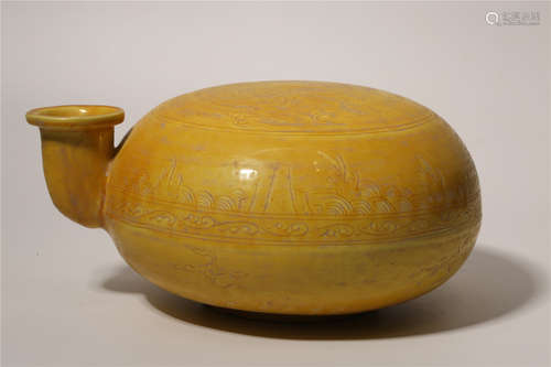 Yellow Glazed Porcelain Water Pot With Mark