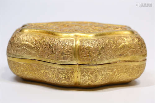 Gilt Bronze Covered Box With Mark