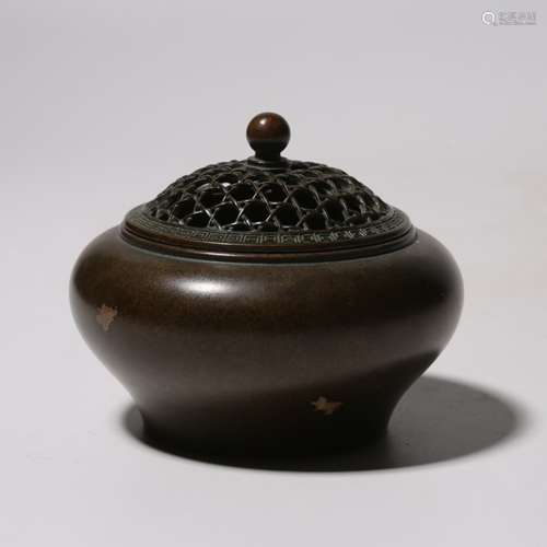 Bronze Gold Splash Covered Censer With Mark