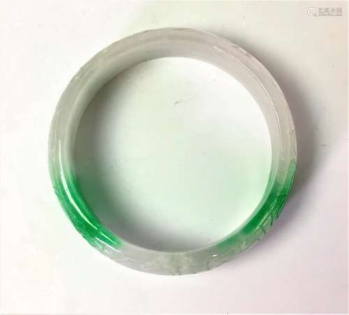 Carved Jadeite Bangle Bracelet