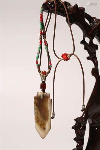 Carved Jade Arrow Head Necklace